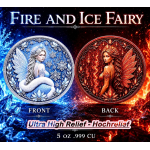 Neu* 5 x 5 oz *SET* Kupfer-TOP-Edition - Göttliche ELFEN in FEUER & EIS  / Fire & Ice Fairy - Serie Fantasy & Märchen - Kupfer Color Ultra High relief - Vorverkauf / Presale