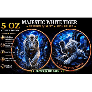 Neu* 5 oz +1 oz Kupferedition *SET*  - WEISSER TIGER & TIGERBABY  / White Tiger - GLOW-in-the-DARK - SONDEREDITION - DoppelFarbig Kupfer - VORVERKAUF - PRESALE ! - nur bei Aurinum !