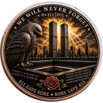 Neu* 5 oz Kupfer-Premium-Edition UV-Effekt - 9/11 Nine Eleven 25 Jahre Terroranschlag New York - nur 2 x - Copper-Color High relief - Vorverkauf / Presale