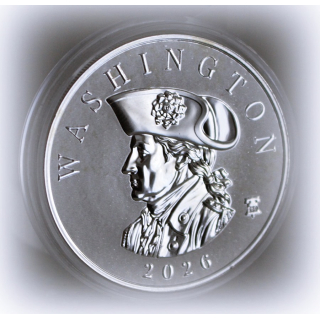 auf Lager Echtbilder* 1 oz Samoa 2026 - Commander George Washington Privy 250 Jahre Amerika Unabhängigkeit - .9999 Silber Prooflike Startausgabe Commander-Serie - 2 $