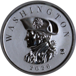 auf Lager Echtbilder* 1 oz Samoa 2026 - Commander George Washington Privy 250 Jahre Amerika Unabhängigkeit - .9999 Silber Prooflike Startausgabe Commander-Serie - 2 $