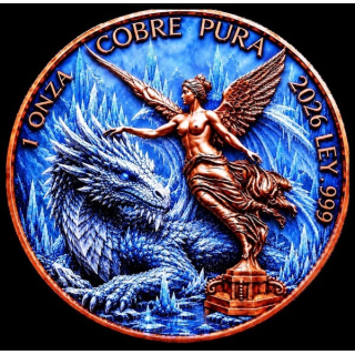 ab Lager* 1 oz Kupfer-Copper Edition - Der EISDRACHE & LIBERTAD /  Die Siegegsgöttin aus Mexiko - Die aus der Kälte kamen - Kupfer Color High relief