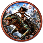 NEU** 1 oz Kupfer Color - DINOLADY / Warrior - Kriegerin...
