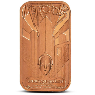 ab Lager** 1 oz Kupfer Motivbarren - METROPOLIS  - Deutscher Science Fiction Fritz Lang 1927 -  Copper Bar 999,99 AVDP