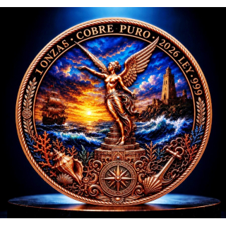 Neu ** 1 oz Kupfer-Copper Edition - LIBERTAD - Die Nautische Siegesgöttin Schutzpatronin der Seefahrer - Color High relief - Vorverkauf / Presale!