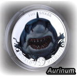 ab Lager*Echtbilder* 1 oz Kongo 2026 COLOR Glow-in-the-Dark - HAI / SHARK - Silber 20 Frs World´s Wildlife (8) -EINZELSTÜCK-  real photos
