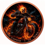 NEU** 1 oz Kupfer Color - SKULL GHOST RIDER - Feuerskull auf dem Motorrad