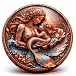 Neu* 1 oz Kupfer-Copper Edition - MEERJUNGFRAU & KIND - MERMAID  - Ocean Eternal Love - Kupfer Color High relief - Vorverkauf / Presale