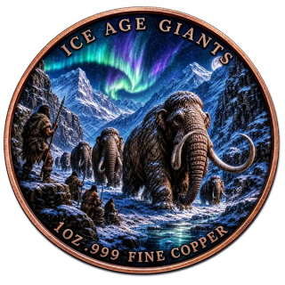 NEU** 1 oz Kupfer-Copper Edition - MAMMUTHERDE  - Eiszeitgiganten - Historische Erdgeschichte