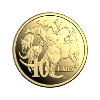 1/10 oz Gold Australien 2026 PROOF - KÄNGURU / KANGAROO / Mob of Six - Australische Dezimalwährung - 60. Jubiläum - Gold 10$ - RAM Royal Mint Australien