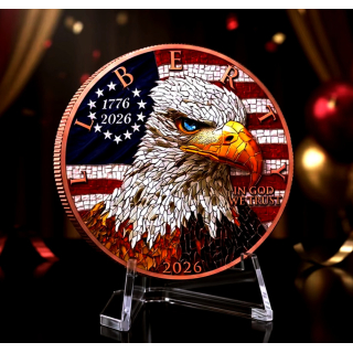 NEU** 1 oz Kupfer Mosaik Edition - American EAGLE 250 Jahre Unabhängigkeit - Mosaik-Relief-Style - Nationales Symbol der Freiheit, Stärke und Unabhängigkeit. - Copper Kupfer Nachprägung - Keine Währung