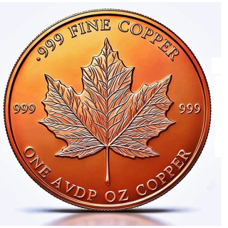 NEU** 1 oz ADVP Kupfer - MAPLE LEAF - Kupfer-Nachprägung Maple Leaf Kanada - Keine Währung
