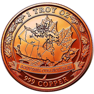 NEU** 1 oz ADVP Kupfer - MAPLE LEAF & Hauptstadt OTTAWA - Kupfer-Nachprägung Maple Leaf Kanada - Keine Währung