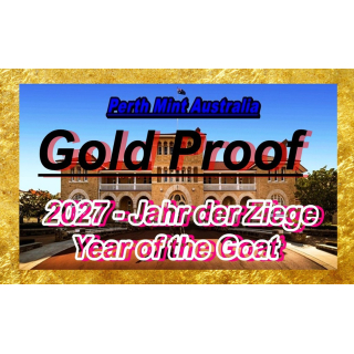 1/10 oz Gold Australien 2027 Proof -Jahr der ZIEGE / Year of the GOAT - Lunar III - 15 AU$ - Goldziege