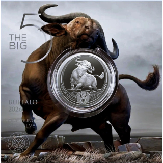 1 oz Südafrika 2026 BU - BÜFFEL / BUFFALO - Big Five Serie (5) - Silber Coin Card - 5 Rand