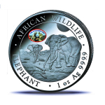 1 oz Somalia Elefant 2026 Privy PITTSBURGH / USA Münzmesse/Money Fair - Serie African Wildlife - ELEFANTENMOTIV 2026