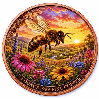 NEU** 1 oz Kupfer Color - Die HONIGBIENE / HONEY BEE
