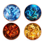 4 x 1 oz *SET* Kupferedition - BABYDRACHEN - Eis Wasser Golden Feuer Drachen - Die Legende der Drachenbabies - Copper Color - VORVERKAUF PRESALE