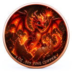 4 x 1 oz *SET* Kupferedition - BABYDRACHEN - Eis Wasser Golden Feuer Drachen - Die Legende der Drachenbabies - Copper Color - VORVERKAUF PRESALE