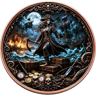 Neu** 1 oz Kupferedition - PIRATENKÖNIGIN / Pirate Queen & Der Piratenschatz auf dem Meeresgrund - Copper Color - VORVERKAUF PRESALE