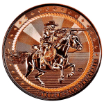 2 x 1 oz ADVP Kupfer 2026 - COWBOYS Wilder Westen - Der Wilde Westen Freiheit Unabhängigkeit & Mut - Copper High Relief - Scottsdale Mint