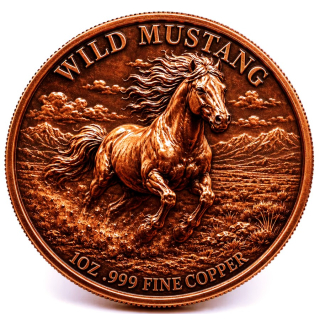 NEU** 1 oz Kupfer-Edition - Wilder MUSTANG im den ROCKY MOUNTAINS - Copper Round