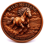 NEU** 1 oz Kupfer-Edition - Wilder MUSTANG im den ROCKY...