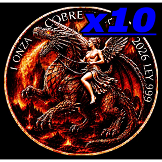 Neu** 10 x 1 oz *SET* Kupfer-Copper Edition - Der EISDRACHE & LIBERTAD /  Die Siegegsgöttin aus Mexiko - Die aus der Kälte kamen - Kupfer Color High relief - Vorverkauf / Presale