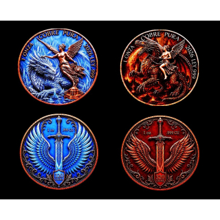 Neu** 20 x 1 oz *SET* Kupfer-Edition - FEUERDRACHE & EISDRACHE & LIBERTAD /  Die Siegegsgöttin aus Mexiko - Kupfer Color High relief - Vorverkauf / Presale