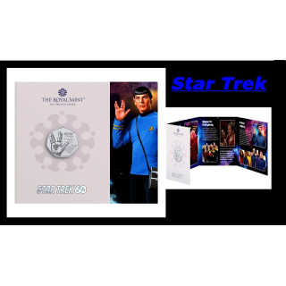 NEU* 8 g Bimetall UK 2026 Star Trek - Mr. Spock Vulkaniergruss - 60 Jahre StarTrek Coin Card 7-eckige Prägung - 50 Pence - Erste Star Trek Münze der Royal Mint UK