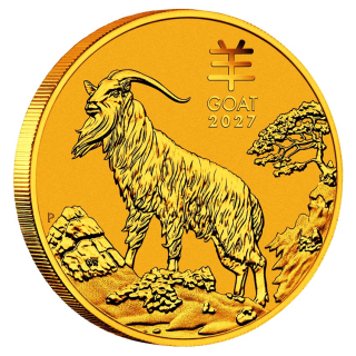 1/2 oz Gold Australien 2027 BU - Jahr der ZIEGE / Year of the GOAT - LUNAR 3 Serie Perth Mint - 50 AU$ - Goldziege Gold Goat