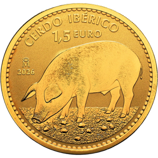 1 oz Gold Spanien 1,5 Euro 2026 BU - Iberisches Schwein / Pig