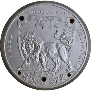 1 kg Niue 2020 BU - Tschechischer LÖWE / Czech Lion - mit 5 Karat Tschechischer GRANAT-Edelstein - 80 NZ$ - Auflage 20 Stck !