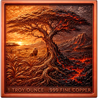 Neu* 1 oz Kupfer Edition - LÖWE / Der Feuerlöwe / The Fire Lion - Schöpfung -Technologie - Zerstörung - Kupfer Color - Vorverkauf / Presale