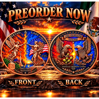 Neu* 5 oz Kupfer Edition - LIBERTY & LIBERTAD / Freiheitsgöttin &Siegesgättin -  Amerika & Mexico Ikonische Freiheitssymbole - Copper Color High relief - Vorverkauf / Presale