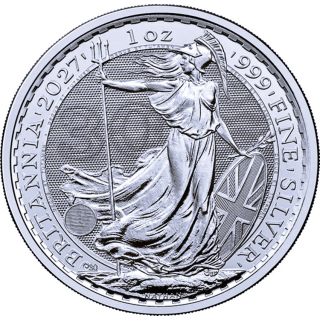 1 oz BRITANNIA 2027 BU - UK Großbritannien - Silber 2 Pfd. - Neue Britannia 2027 30 Jahre - SilberspotAbhängig