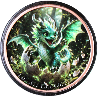 ab Lager Echtbilder** 1 oz Kupferedition - BABY-DRACHE / DRAGON - Der Kleine Walddrache - Die Legende der Drachenbabies - Copper Color