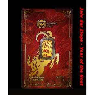 NEU* 1 g Goldbarren 2027- Jahr der Ziege / Year of the Goat - Coin Card - 999 Gold