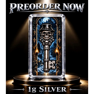 Neu * 1 g Silber SKELETON-KEY-SKULL / Der Schlüsselschädel  - Gruseliges Motiv