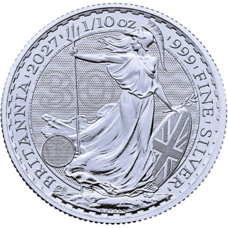 NEU* 1/10 oz BRITANNIA 2027 BU - UK Großbritannien - Silber 20 pence - 30 Jahre Britannia - SilberspotAbhängig