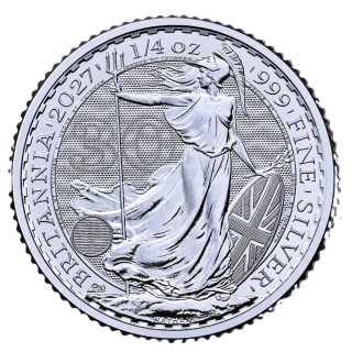 NEU* 1/4 oz BRITANNIA 2027 BU - UK Großbritannien - Silber 50 pence - 30 Jahre Britannia - SilberspotAbhängig