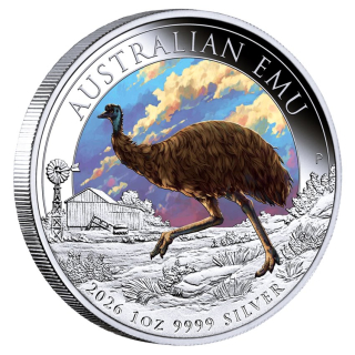 1 oz Australien 2026 Color - EMU - Silber Color 1 AU$ - Perth Mint