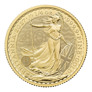 1/4 oz Gold BRITANNIA 2027 BU - UK Großbritannien - Gold 25 Pfd. - Neue Britannia 2027 40 Jahre