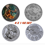 2 x 1 oz *SET* Liberia 2026 BU + Oblivion - GIANT DEER /...