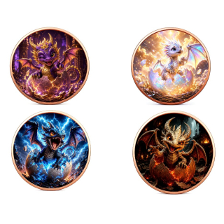 4 x 1 oz *SET* Kupferedition - BABYDRACHEN - Weisser Donner Teufels Lila - Die Legende der Drachenbabies - Copper Color - VORVERKAUF PRESALE