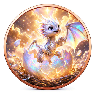 Neu** 1 oz Kupferedition - BABYDRACHE / Der WEISSE Drache - Die Legende der Drachenbabies - Copper Color - VORVERKAUF PRESALE
