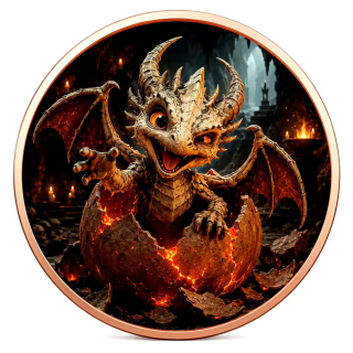 Neu** 1 oz Kupferedition - BABYDRACHE / Der SATANS Drache - Die Legende der Drachenbabies - Copper Color - VORVERKAUF PRESALE
