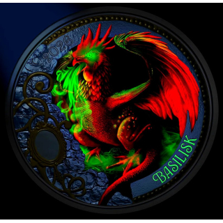 NEU* Österreich 3 Euro 2026 HGH - BASILISK / HAHN - Fantastische Fabelwesen (4) - GLOW-in-the-DARK - Nachtleuchtend