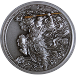 2 oz Kamerun 2024  - MONKEY KING / Der AFFENKÖNIG - Doppelmotiv - Die Legende des Sun Wukong - Silber Antik 1,000 Frs