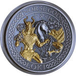 2 oz Cook Islands 2022 - LOKI - Nordische Götter Norse Gods - Silber Konkav Antik Gilded Ultra High Relief - 1 $